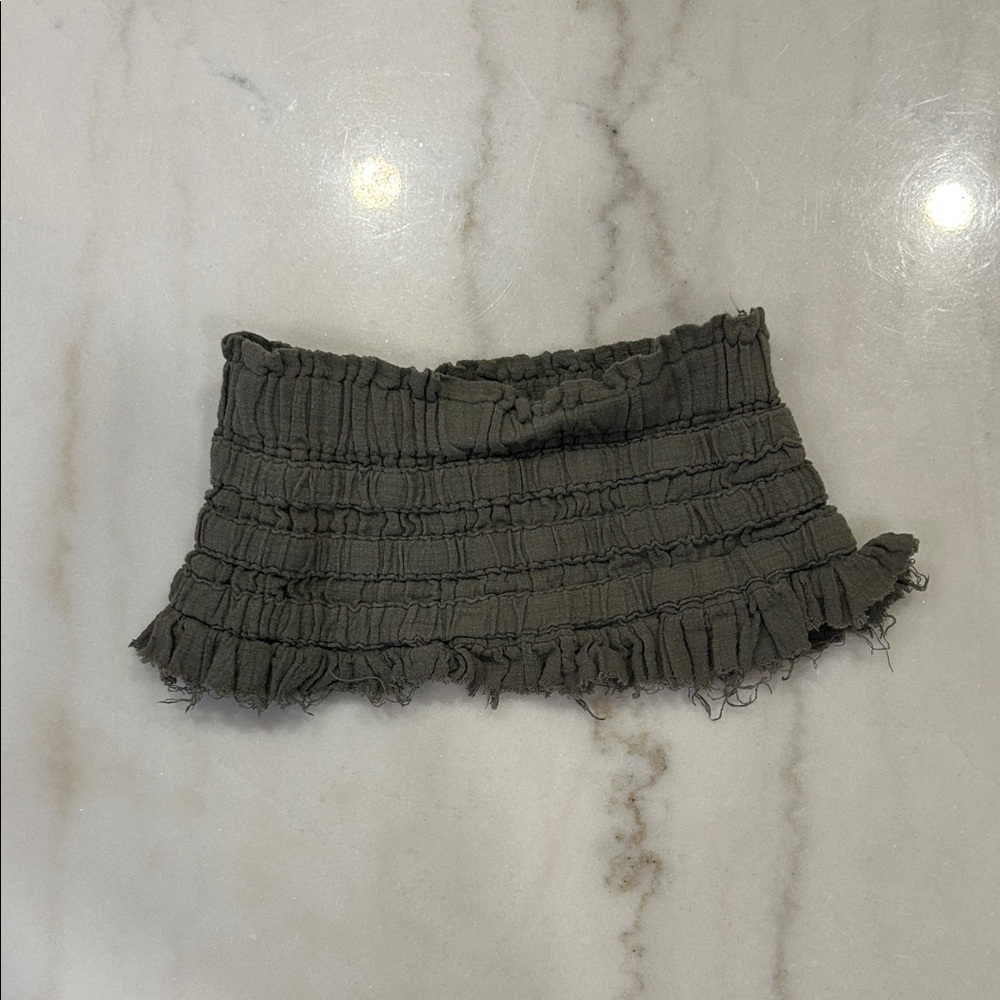 Sincerely Jules Ruffled Olive Green Tube Top